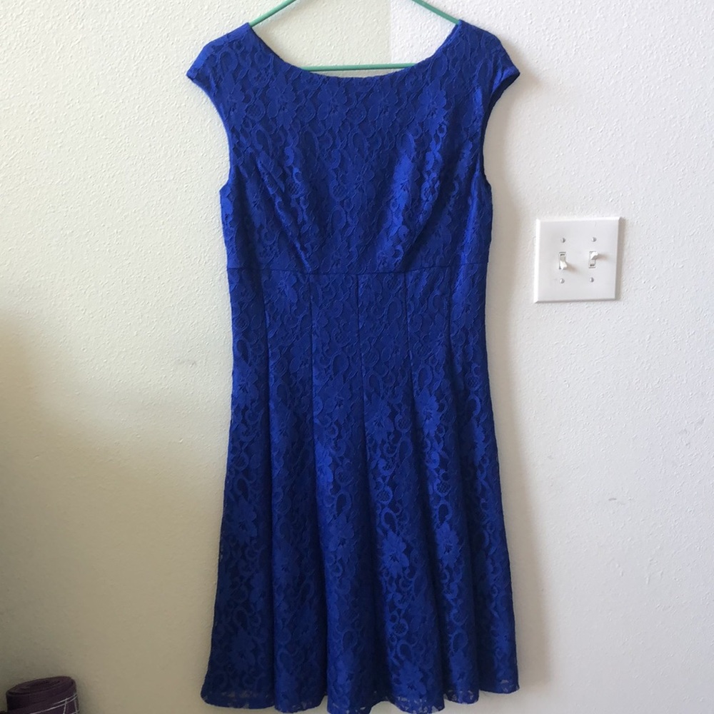 Lauren Ralph Lauren dress blue lace overlay 8 - Picture 12 of 12